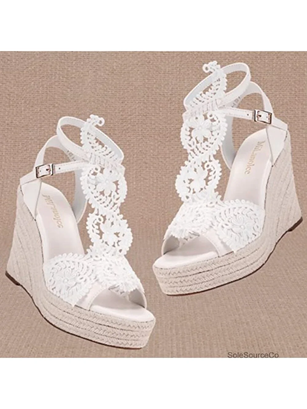 Lace PU Leather Wedge Sandals Open Toe Ankle Strap 4.3